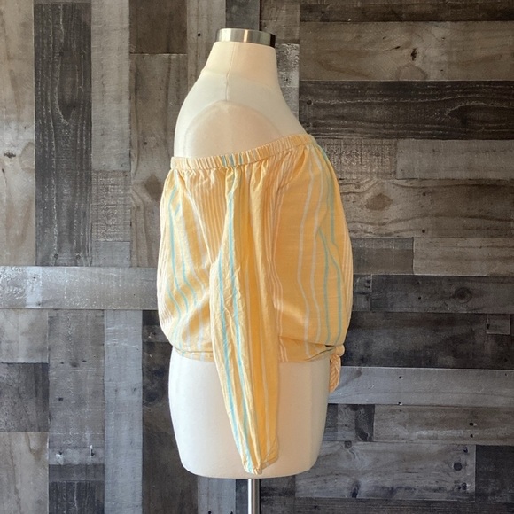 Roxy off the shoulder top medium pastel stripes beach California vacation surf - Picture 9 of 13
